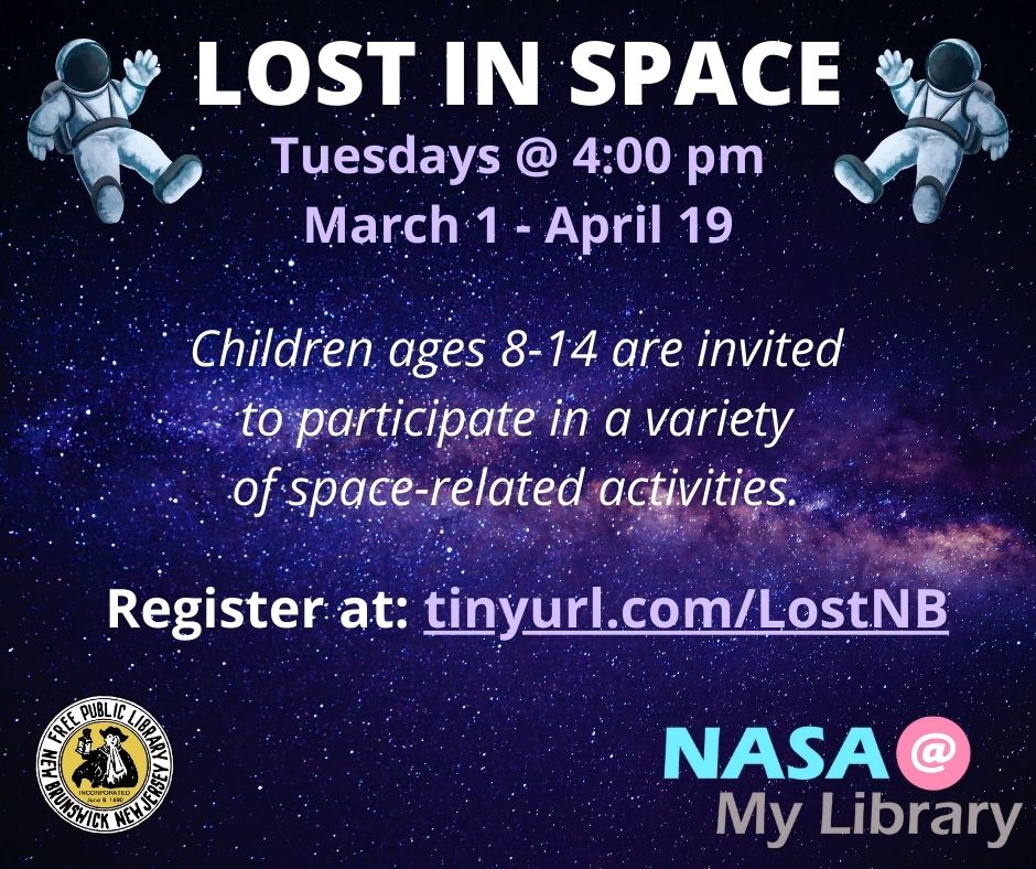 NBFPLNJ's tweet photo. Our Lost In Space program continues! Activities include building a rover, creating a constellation craft, making a pocket solar system, & more! Register at https://t.co/CL1UmrunKc. More info at https://t.co/ratiF92yuj.
#NASAatMyLibrary #STEMinLib #LibraryProgram #NJlibraries https://t.co/NAKOcwTtvj
