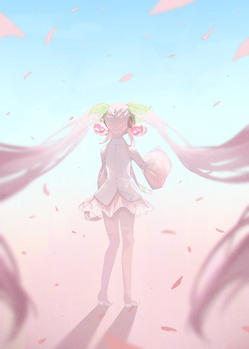 初音ミク ,桜ミク 「もうすぐ春だね、ミク
#初音ミク #ミクの日 #ミクの日2022 」|冬生まれのイラスト