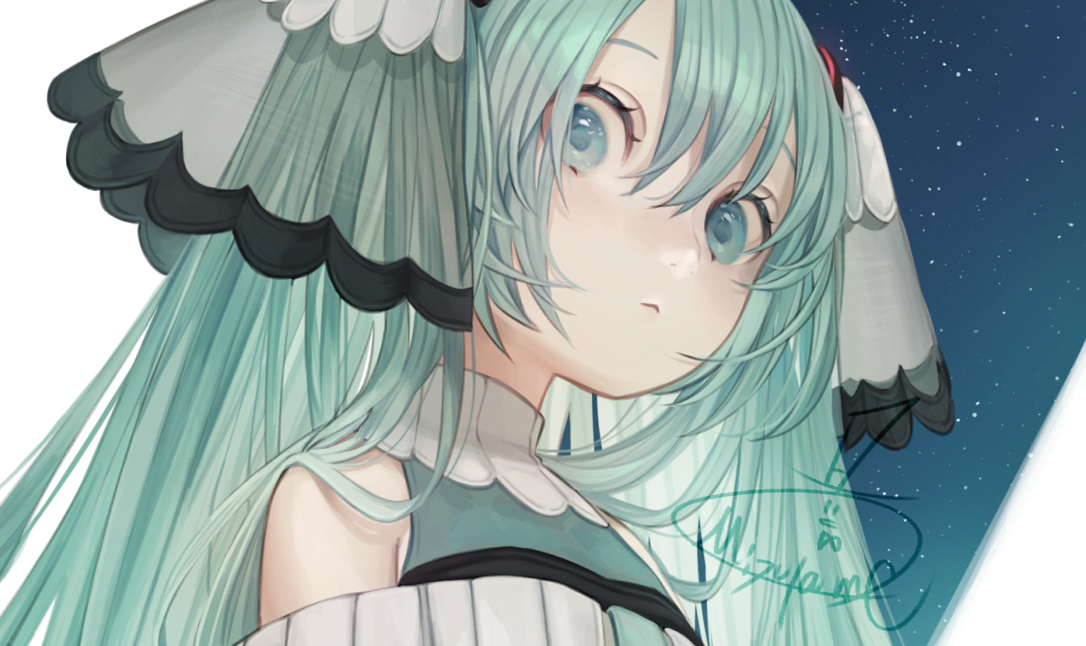 hatsune miku 1girl solo long hair thighhighs very long hair gloves see-through  illustration images