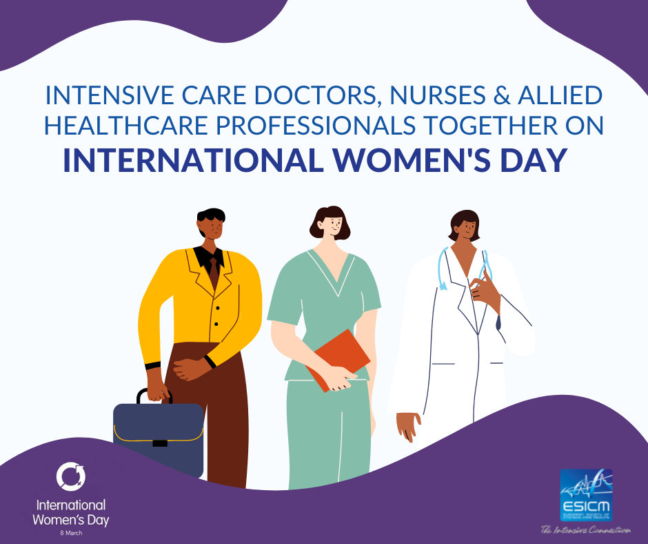 On #InternationalWomensDay, ESICM would like to thank all women from our global #IntensiveCare community, for their work, leadership &amp; achievements. Thanks to you we are improving everything that we do for our patients and their families.

#TogetherICU #IWD2022 #WomensDay