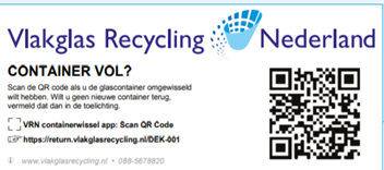 VlakglasRecycle's tweet photo. Het wisselen van de vlakglascontainer van Vlakglas Recycling Nederland wordt steeds gemakkelijker! In de komende weken zullen de containers voorzien worden van een QR code die gescand kan worden met de smartphone. Het blijft ook mogelijk om een wisselopdracht te geven via MijnVRN https://t.co/UFIx22M0IS