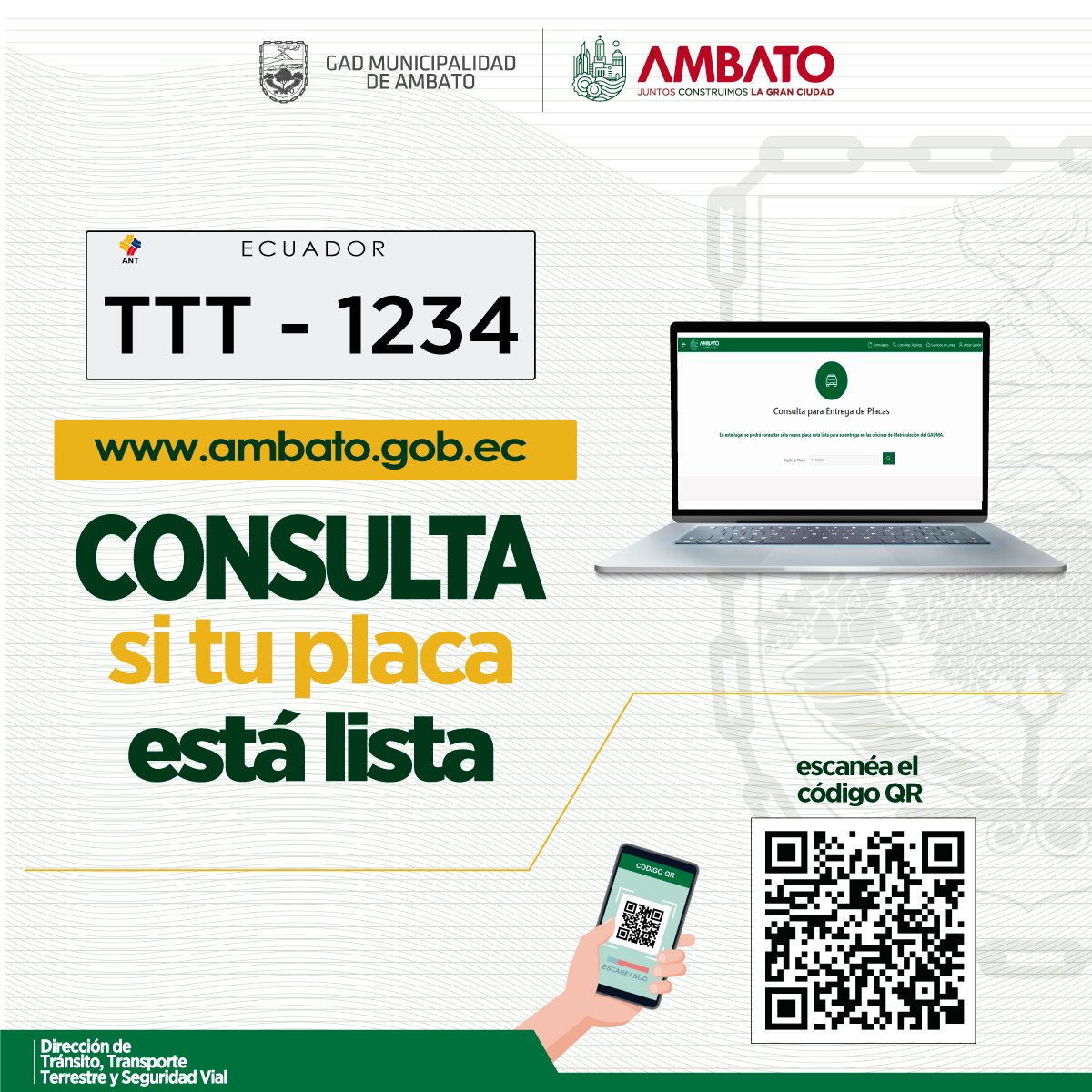 Conoce si tu placa vehicular está lista!!!.
Ingresa al link 👉👉👉 gadmaapps.ambato.gob.ec:9001/apex/f?p=102:65