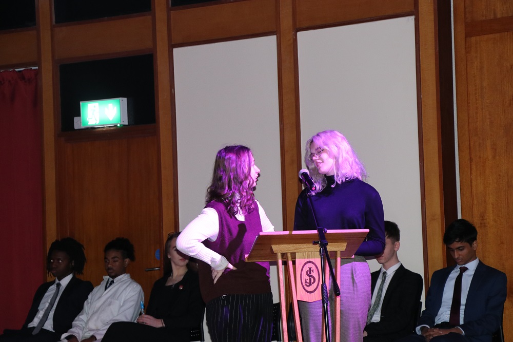 sjcrmain's tweet photo. It's International Women's Day! Our Sixth form  @sjcrstem  science students #Breakthebias as they lead today’s assembly on 
British Science Week #BSW22 #SCJRConfidence #IWD22 https://t.co/Tyn0IXWARd