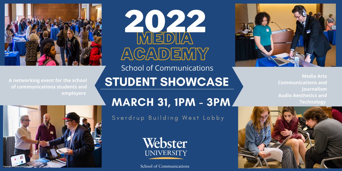 The SOC's Student Showcase will be March 31 from 1P - 3P in Sverdrup's West Lobby. Seniors representing 15 majors will network and present their most accomplished work to employers in the communications sector. #CareerDevelopment #mediaarts #communications #audioengineer