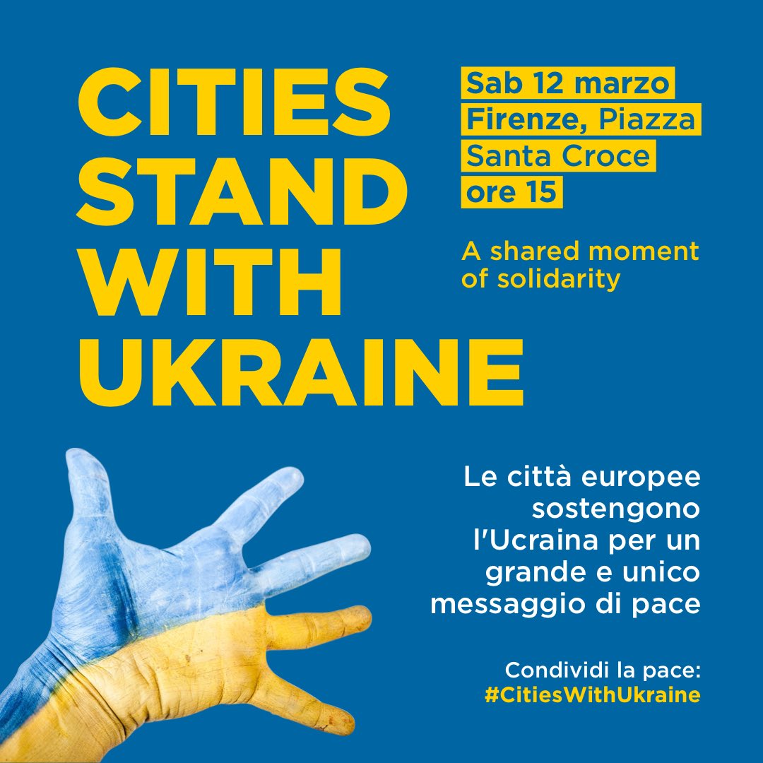 Sabato, ore 15, in piazza Santa Croce. #CitiesWithUkraine