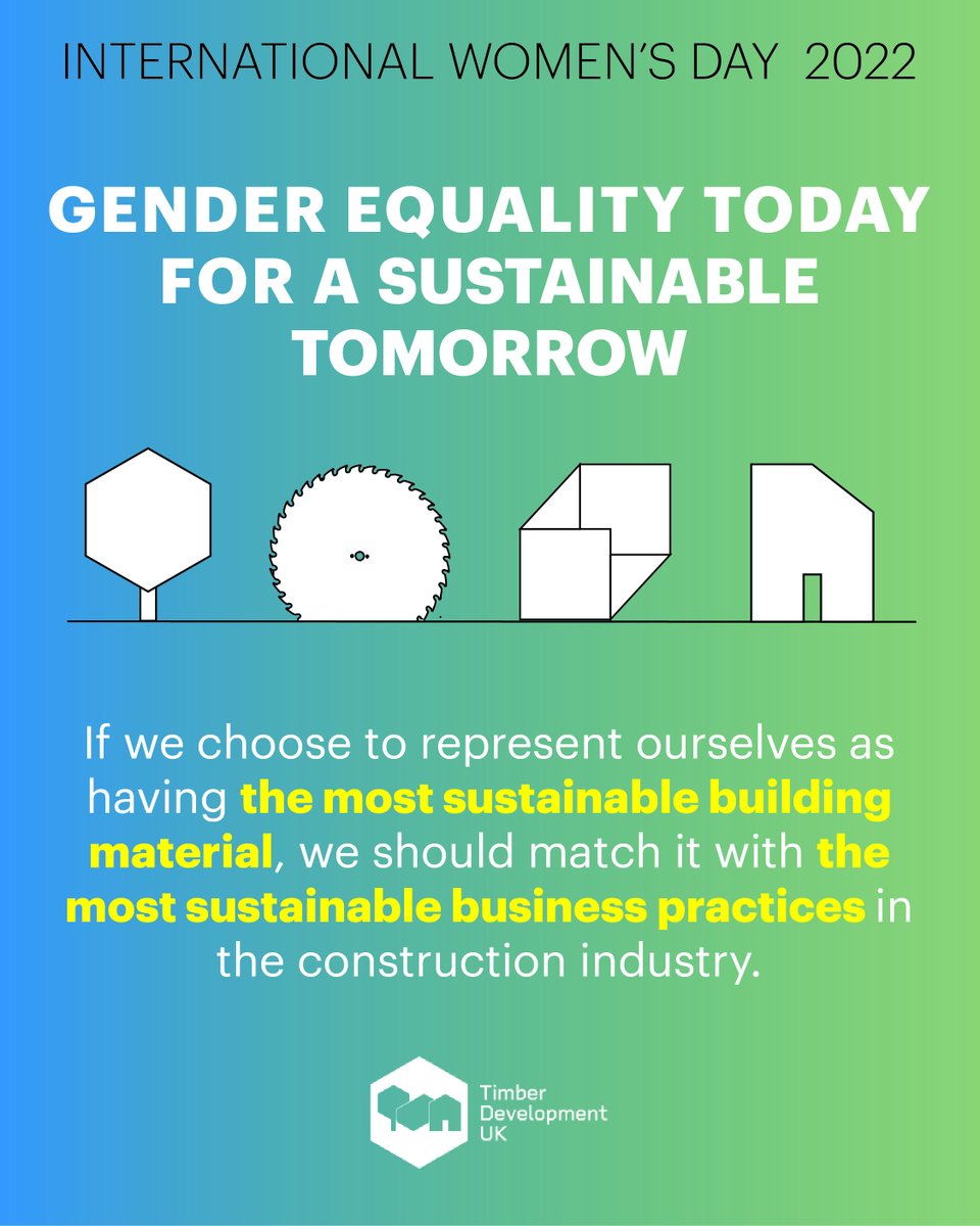 #InternationalWomensDay2022 reminds us that we must do more to strengthen diversity.

If we choose to represent ourselves as having the most #sustainable building material, we should match it with the most sustainable business practices in the #constructionindustry. #timber