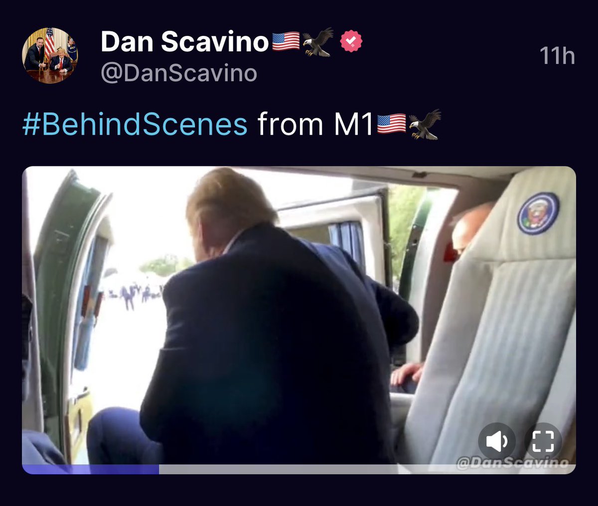 Dan Scavino #TruthSocial : “ #BehindScenes from M1🇺🇸🦅 “