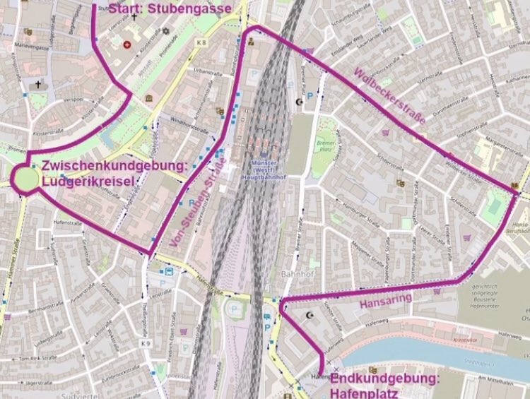 eklat_ms's tweet photo. Die Demoroute für heute #ms0803 https://t.co/PuZRltIKZ5