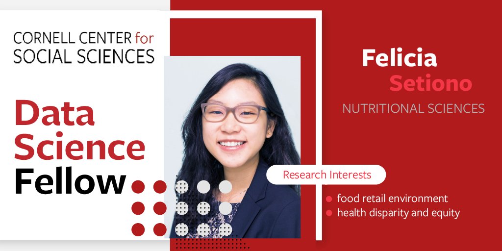 CornellCCSS's tweet photo. Meet Felicia Setiono (@SetionoFelicia), @CornellNutri PhD candidate &amp; @CornellCCSS Data Science Fellow! Researching how environmental and social factors impact dietary behaviors, especially in low-income communities.  Learn more &amp; schedule a consultation: https://t.co/i6N8bfUdpd https://t.co/E1eSR73vuH