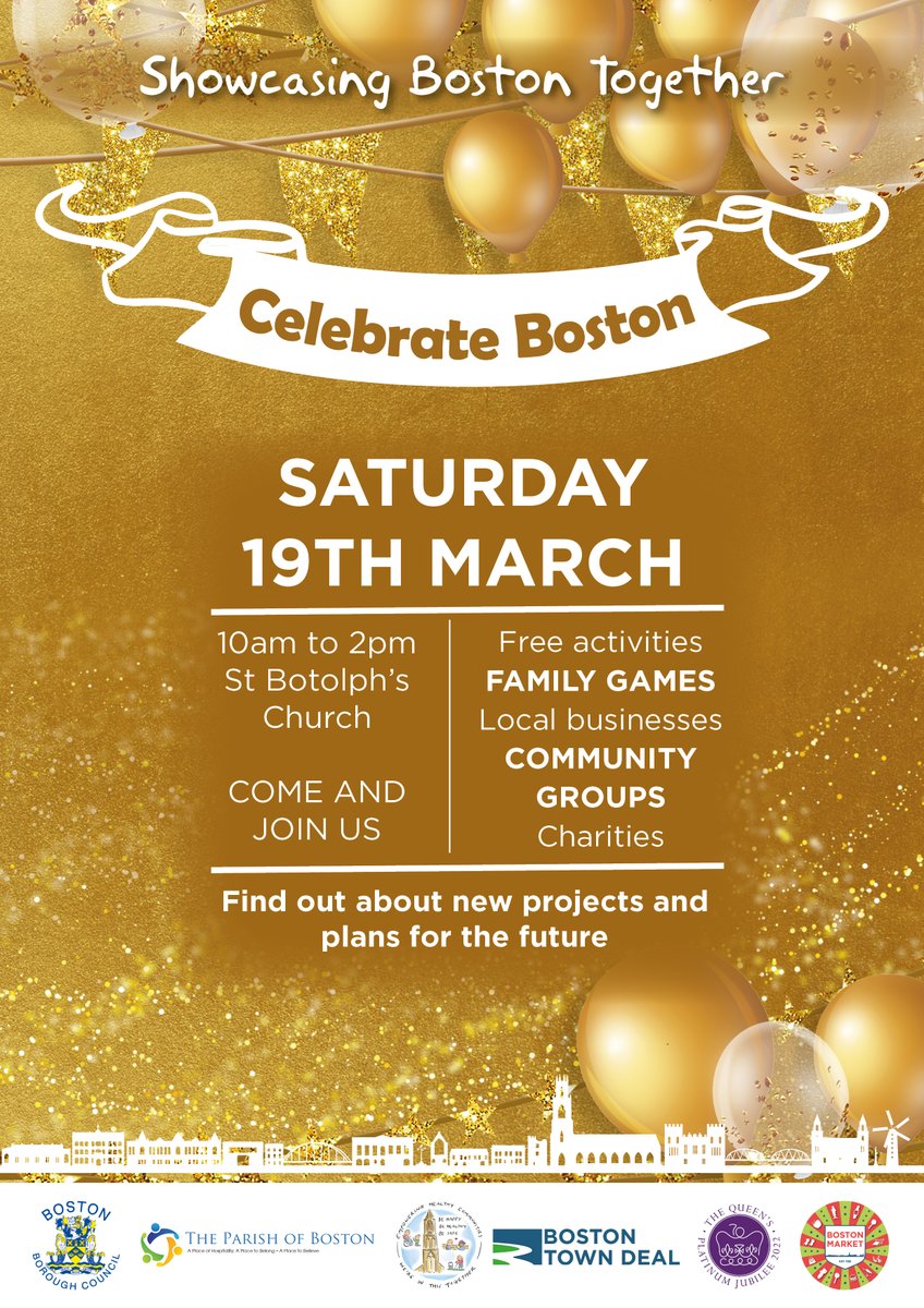 Bostonboro's tweet photo. Celebrate Boston Event
Sat 19 March, 10am to 2pm
@stump_boston 
Please join us to celebrate our heritage and events through to our local businesses, community groups &amp; volunteers
#BeBoston #CommunityChamps #MakingADifference #PrideOfPlace #EHCprogramme https://t.co/FAMM1qZuH7