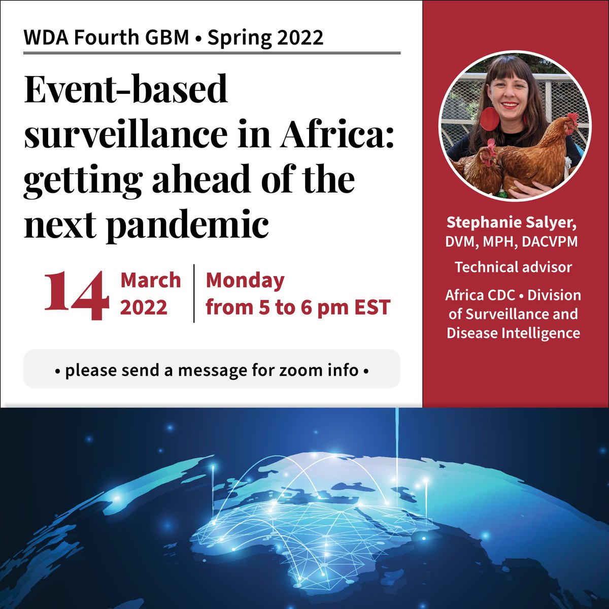 amely_bauer's tweet photo. Interested in One Health, or know someone who is? Then join our Wildlife Disease Association student chapter meeting on Monday, 5-6pm EST. We are super excited to welcome @Steph_Salyer, veterinary epidemiologist and One Health advocate! https://t.co/JklBI84OC1