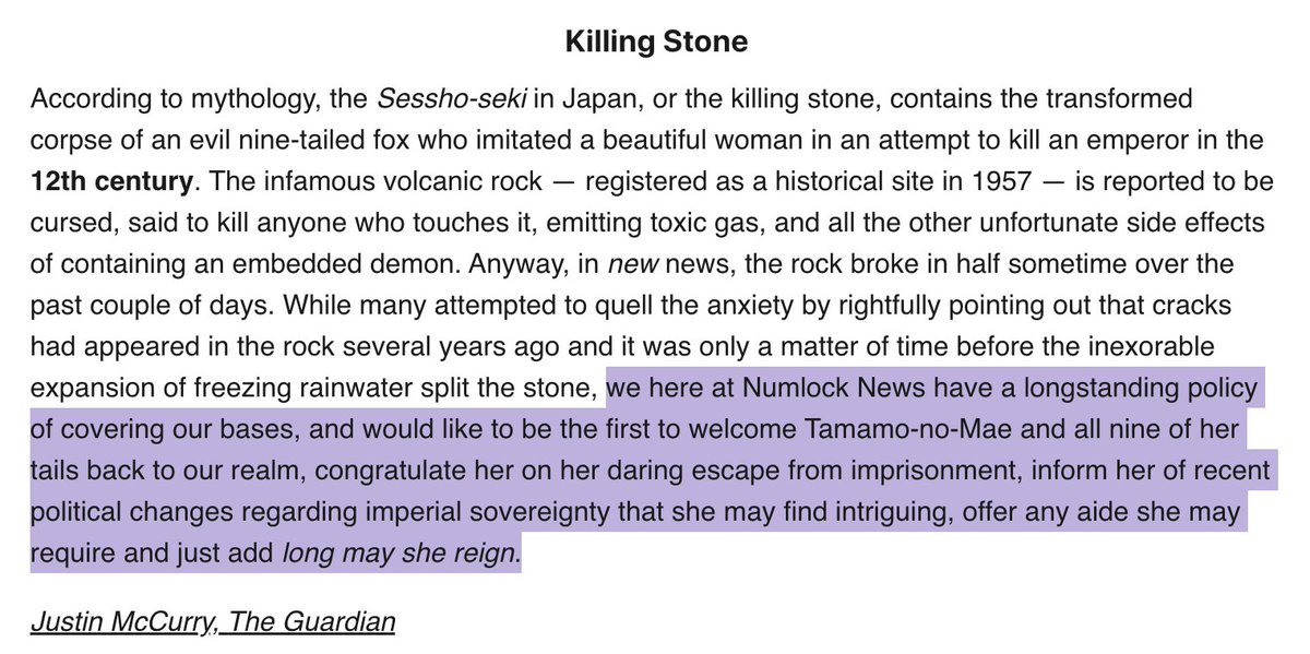 a volcanic rock that was said to have contained a demon for the past nine hundred years broke in half over the weekend  numlock.substack.com/p/numlock-news…