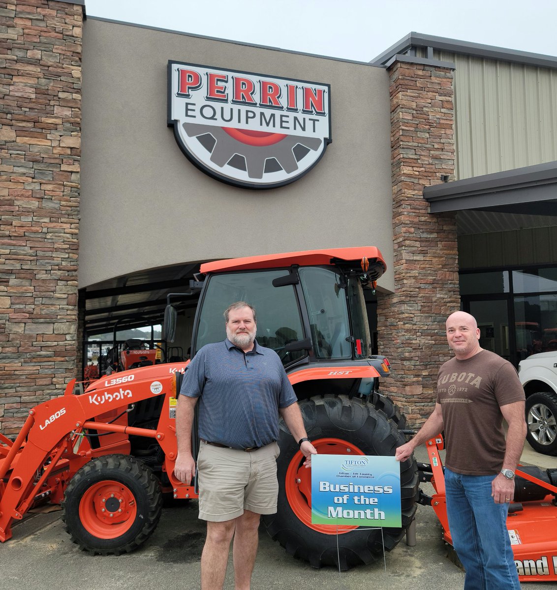 ChamberTifton's tweet photo. Congratulations to our March Business of the Month: Perrin Farm Equipment! They are your one-stop shop for sales, parts and service for Kubota, Gehl, Landpride, and other implements. Swing by 3664 Hwy 82 West and see what all they have. https://t.co/maMZOH0XWv