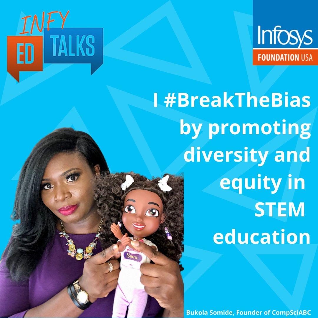 In honor of #InternationalWomensDay, ED @kmaloney4791 shares a new #InfyEdTalk with Founder of CompSciABC Bukola Somide who believes we must invest in the early years to help #BreakTheBias. Listen here: bit.ly/3p3Z5BQ #WomenWhoCode #womenintech #IWD2022