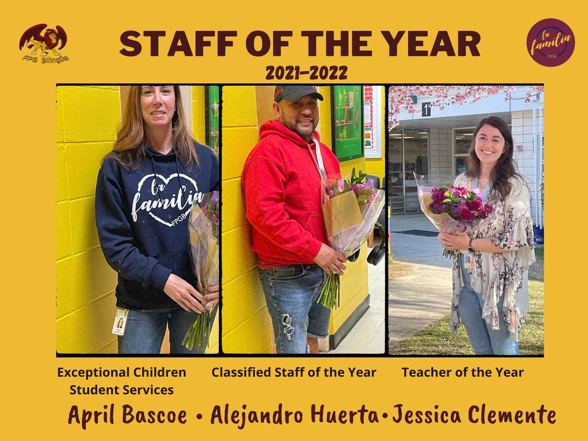 Congrats to our 2021-2022 Staff of the Year!
¡Felicidades!