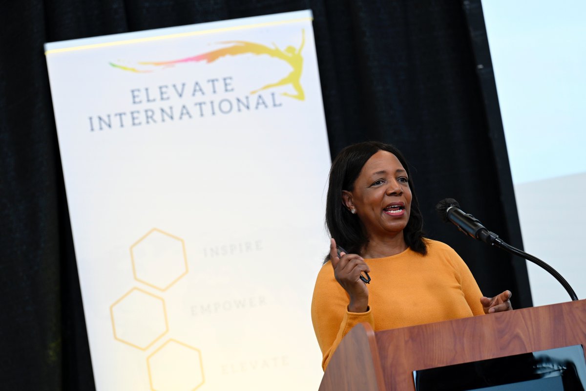 Ret'd Superintendent + Smashing the Glass Ceiling author @GrangerIsobel takes the stage <a href="/elevateintlorg/">Elevate International</a> #IWW2022 event #ElevateWomen #ANewEra #BuildBackBetter #BreakTheBias Thank you for sharing your story today!