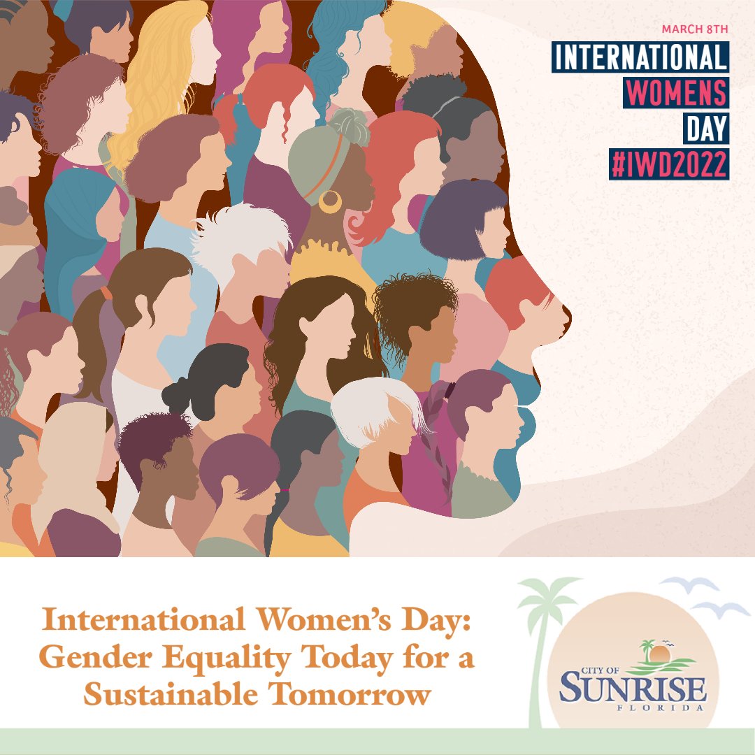 cityofsunrise's tweet photo. ❤️ Tonight, our Commission will proclaim #InternationalWomensDay in Sunrise with the 2022 theme of "Gender equality today for a sustainable tomorrow!"  Help us celebrate #IWD2022 by recognizing extraordinary woman who made or continue to make impacts on the world! #SunriseCares https://t.co/ES34UXp8GP