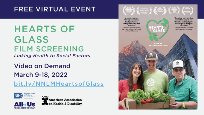 CILSouthFlorida's tweet photo. Watch #HeartsofGlassFilm with @AAHD1, @nnlmAoU &amp; @AllofUsResearch on demand as of tomorrow! Then join us 3/14 for a panel discussion w/ medical experts and leaders in the disability community to learn how social factors affect your health. https://t.co/auFxFTOd5M https://t.co/d044mvM7vj