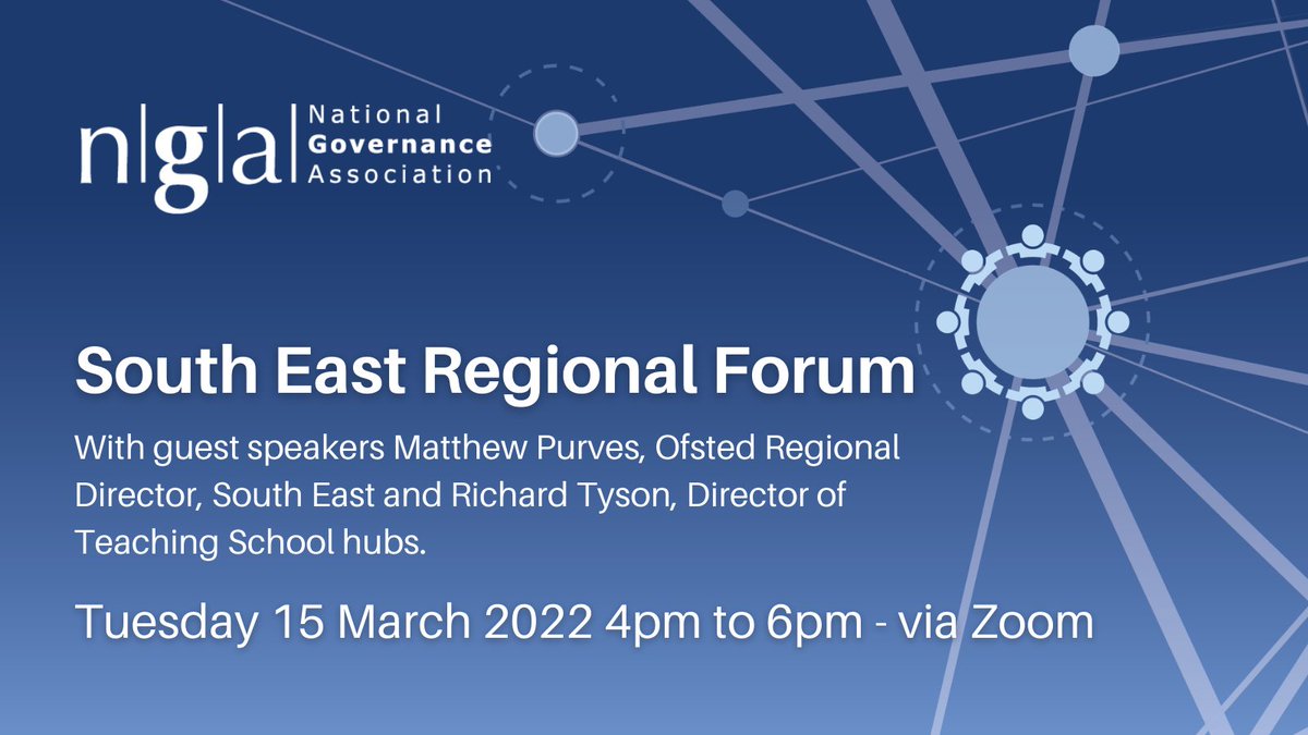 We are delighted to welcome Matthew Purves of @Ofstednews, and Richard Tyson, Director of Teaching School Hubs to our South East Regional Forum! Sign up for the latest from Ofsted and more on effective professional development for your staff: nga.org.uk/News/Events/Re…