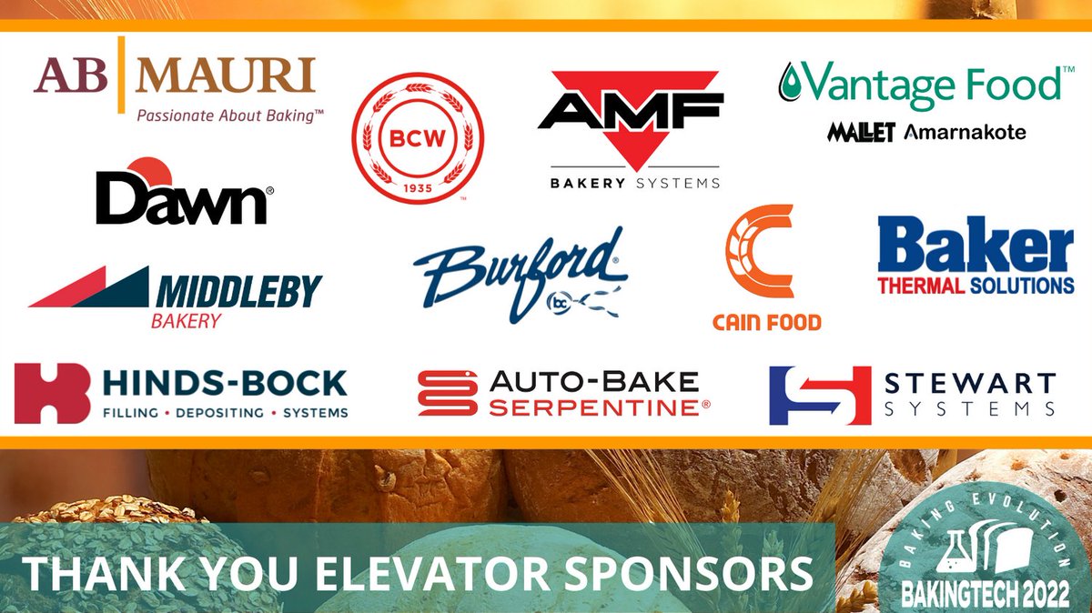 amsocbaking's tweet photo. THANK YOU Elevator Sponsors for helping make ASB #BakingTECH 2022 a success! #BestWeekinBaking https://t.co/fJpsnf6o3F
