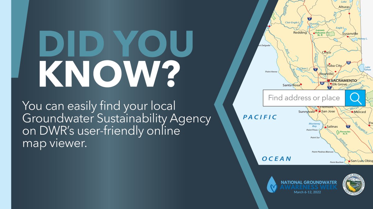 CA_DWR's tweet photo. Its #GWAW so it’s the perfect opportunity to recognize the local Groundwater Sustainability Agencies &amp; communities that have been working hard implementing the Sustainable Groundwater Management Act. Together, they help protect our vital #cagroundwater resources for long-term use https://t.co/fHXwd5pmA0