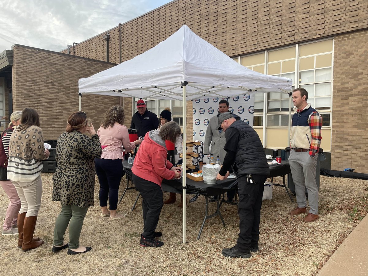 Special thanks to Chick-Fil-A for providing chicken biscuits at this mornings pop up event at Burgess Elementary. Staff members were also served scones, coffee &amp; hot chocolate.