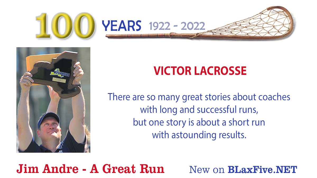SportsFive (@sportsfive) on Twitter photo In his seven-year stint as head coach at <a href="/VictorLacrosse/">Victor Lacrosse</a>, Jim Andre won six Section V and four New York State Championships. His record was 127-23. Read the story on BLaxFive.NET In his seven-year stint as head coach at <a href="/VictorLacrosse/">Victor Lacrosse</a>, Jim Andre won six Section V and four New York State Championships. His record was 127-23. Read the story on BLaxFive.NET