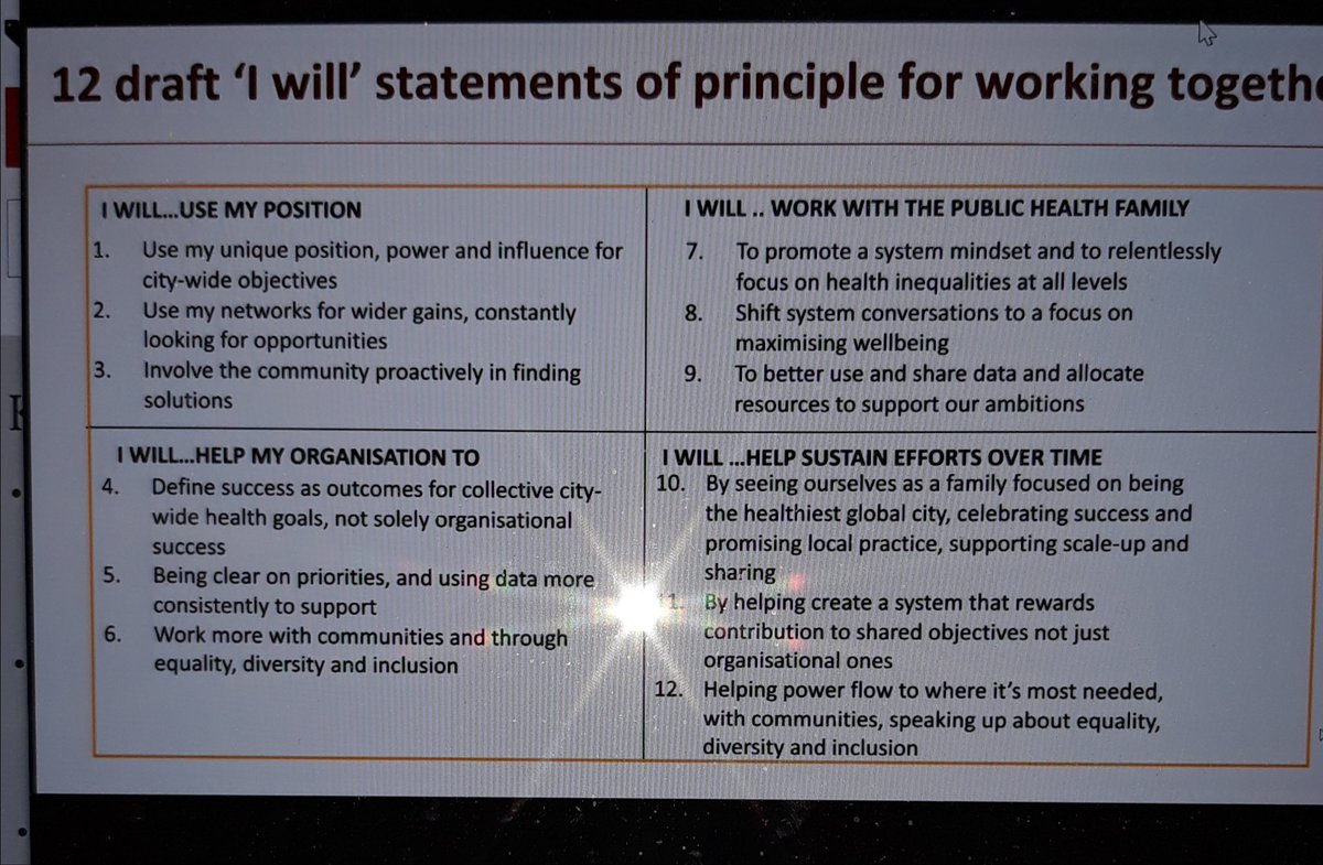 David Buck from @TheKingsFund presented  at #LondonPHForum - liking these statements of principle