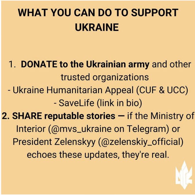 SenecaSLAFS's tweet photo. On March 9th, SUSK, a national student organization which advocates concerns relevant to Ukrainian Canadian students, asks that you share a post showing your support for Ukraine. (1/3) https://t.co/KfPHOIg3SY