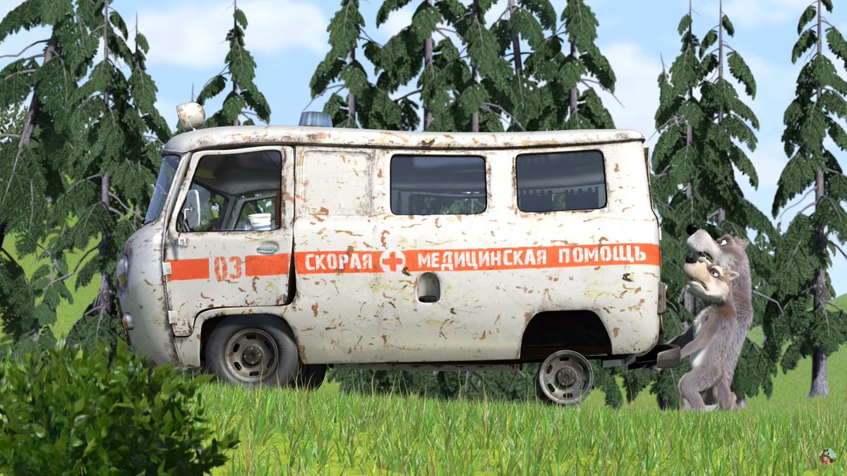 Jamakos2's tweet photo. Wolves from Masha and Bear are homeless
#Putin requisitioned their van
Shame on him
#StandWithUkraine 
#PutinIsaWarCriminal 
#RussiaIsNotPutin https://t.co/eOk1rwgZ0w