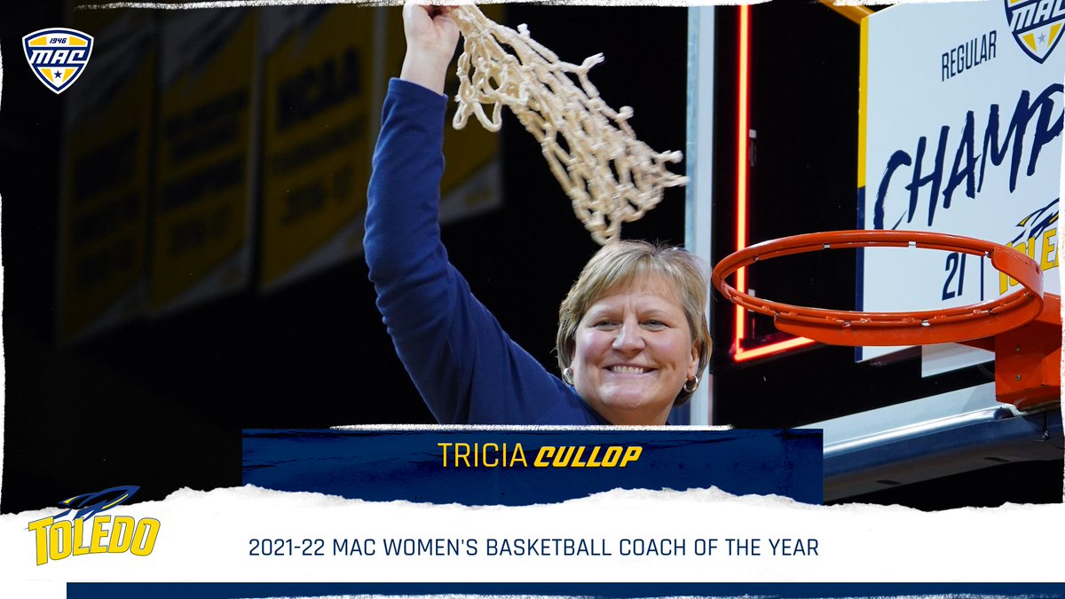 MACSports's tweet photo. 🚨🏀Tricia Cullop🏀🚨

✅2021-22 MAC Coach of the Year

@ToledoWBB | #MACtion https://t.co/bG1WX0x5XI