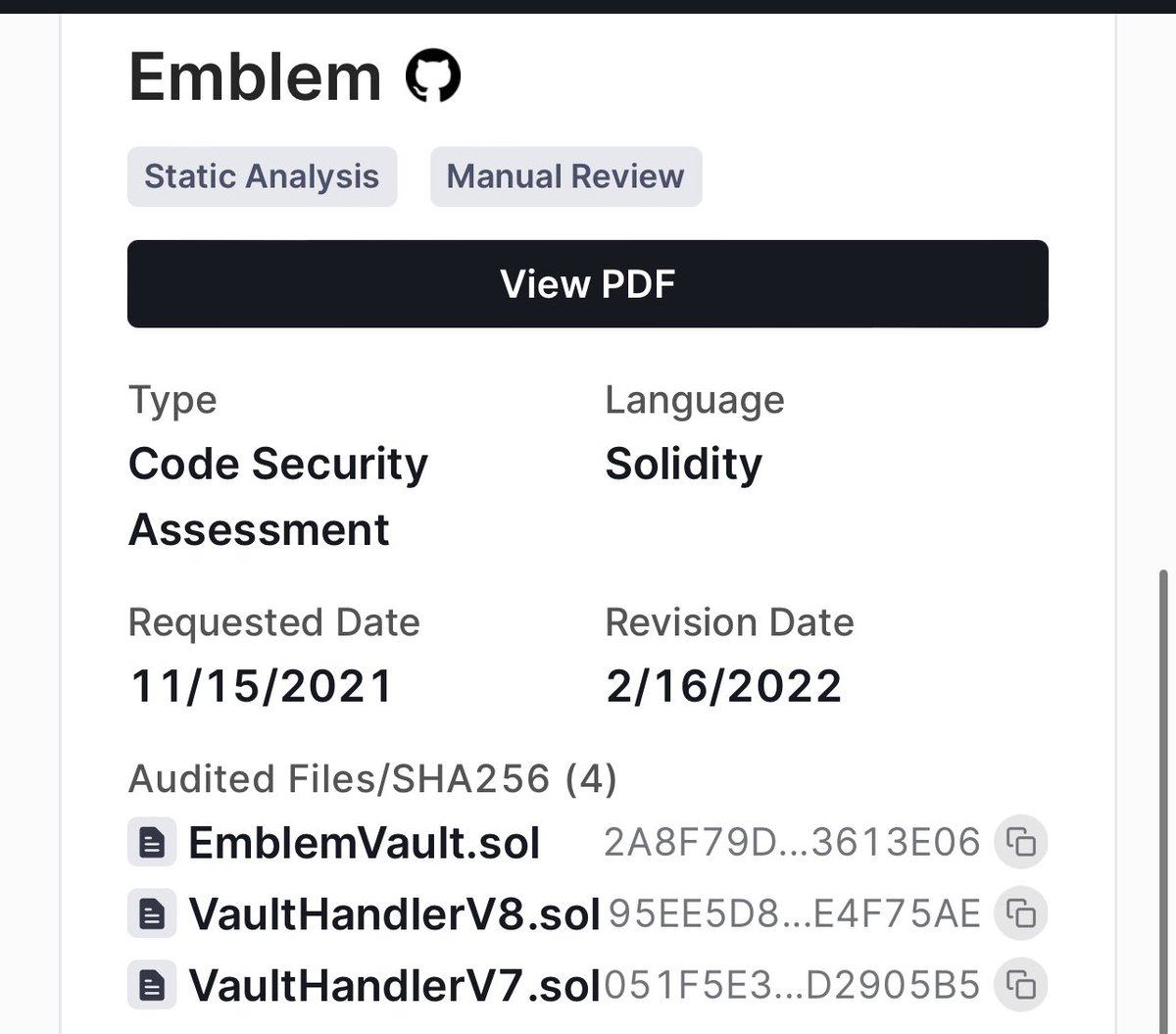 Emblem Vault (@emblemvault) on Twitter photo 📢We are excited to announce. 🥂🎉Our first Audit is complete by <a href="/CertiKTech/">CertiK Old Account</a> and is located here: certik.com/projects/emble… Detailed retrospective to follow. 📢We are excited to announce. 🥂🎉Our first Audit is complete by <a href="/CertiKTech/">CertiK Old Account</a> and is located here: certik.com/projects/emble… Detailed retrospective to follow.