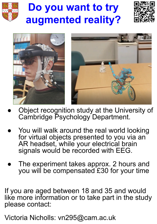 Anyone in the Cambridge area want to do an augmented reality study?