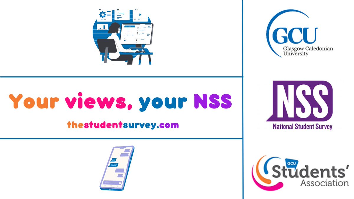 📢 This is your chance to have your say on your GCU experience!

We're encouraging all final year Undergraduate students to get involved in this year's National Student Survey 🙌

Check your student email for more info on how to complete 📩

➡️ thestudentsurvey.com