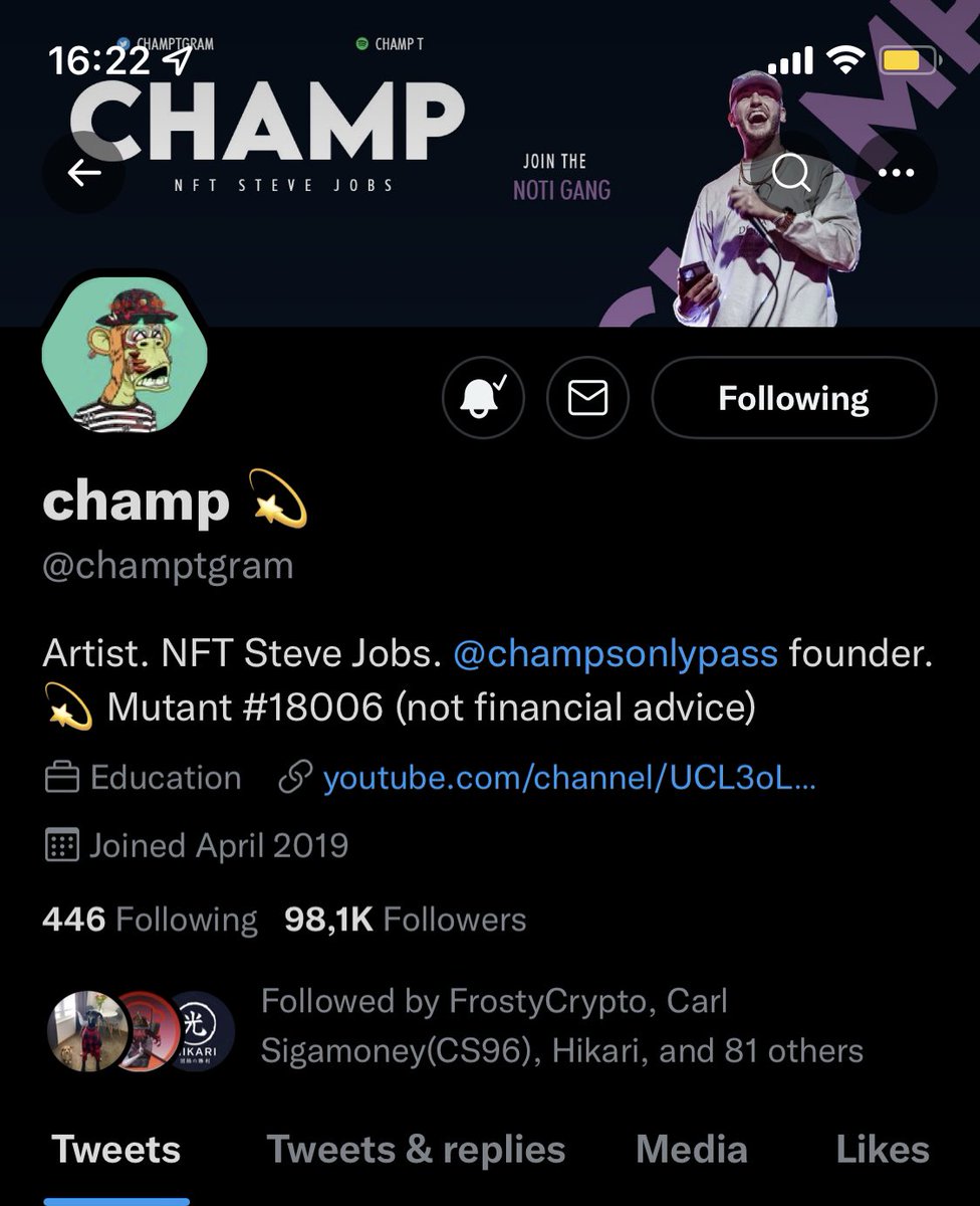 I've been following <a href="/champtgram/">champ 💫</a> since his second YT video. That's the most trustworthy bro ever. Give yourself a gifht and follow this dude! He's just a bit away from 100k followers! And don't forget about <a href="/champsonlypass/">Champs Only</a>!