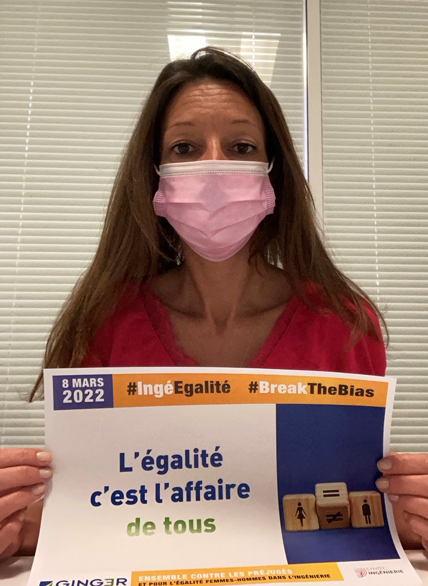 En cette journée de la femme, un petit clin d'oeil de notre responsable des achats Ginger avec un masque rose ! L'égalité c'est l'affaire de tous ! #IngéEgalité #BreakTheBias #ingenierie Syntec-Ingénierie
