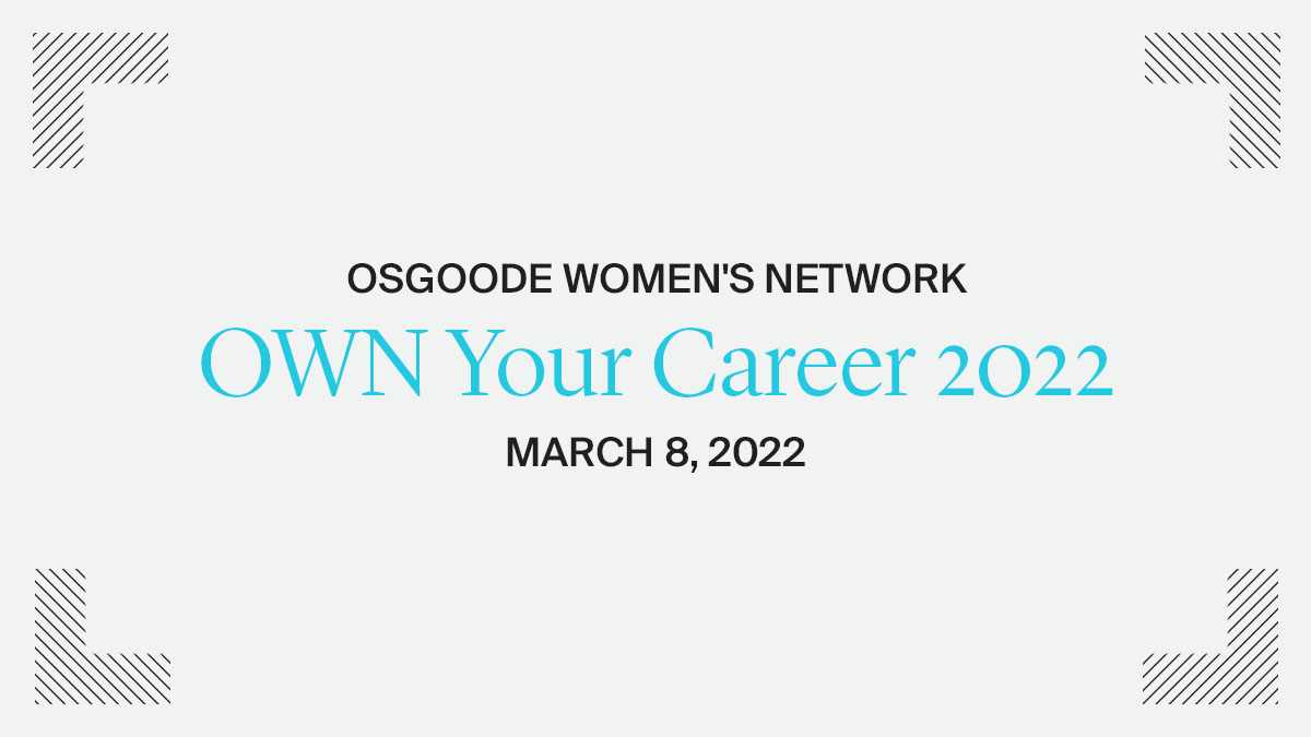 We are delighted to continue to support <a href="/OWNLaw/">OsgoodeWomensNetwork</a>’s flagship mentorship and networking event, OWN Your Career! We are a proud sponsor. – ow.ly/q4Qs50IcVJg