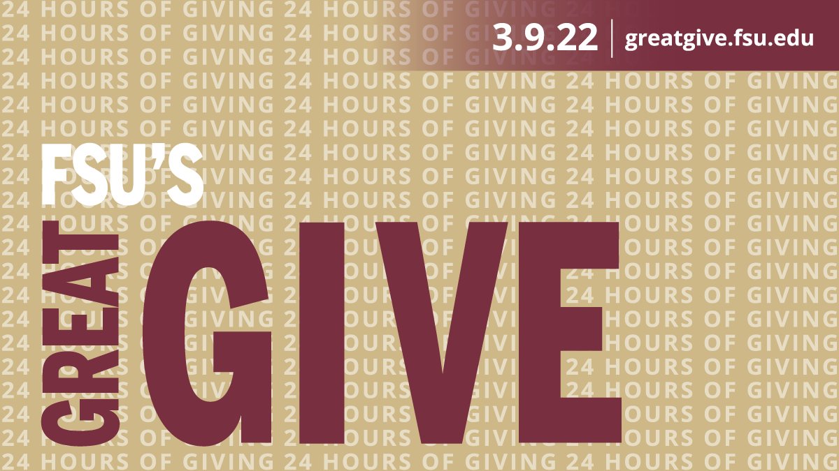 #FSUGreatGive begins tomorrow morning! And by morning, we mean you can give right at midnight. 😉 Before setting your alarm to support, check out the university's many projects for tomorrow: greatgive.fsu.edu. #GoNoles #SupportFSU