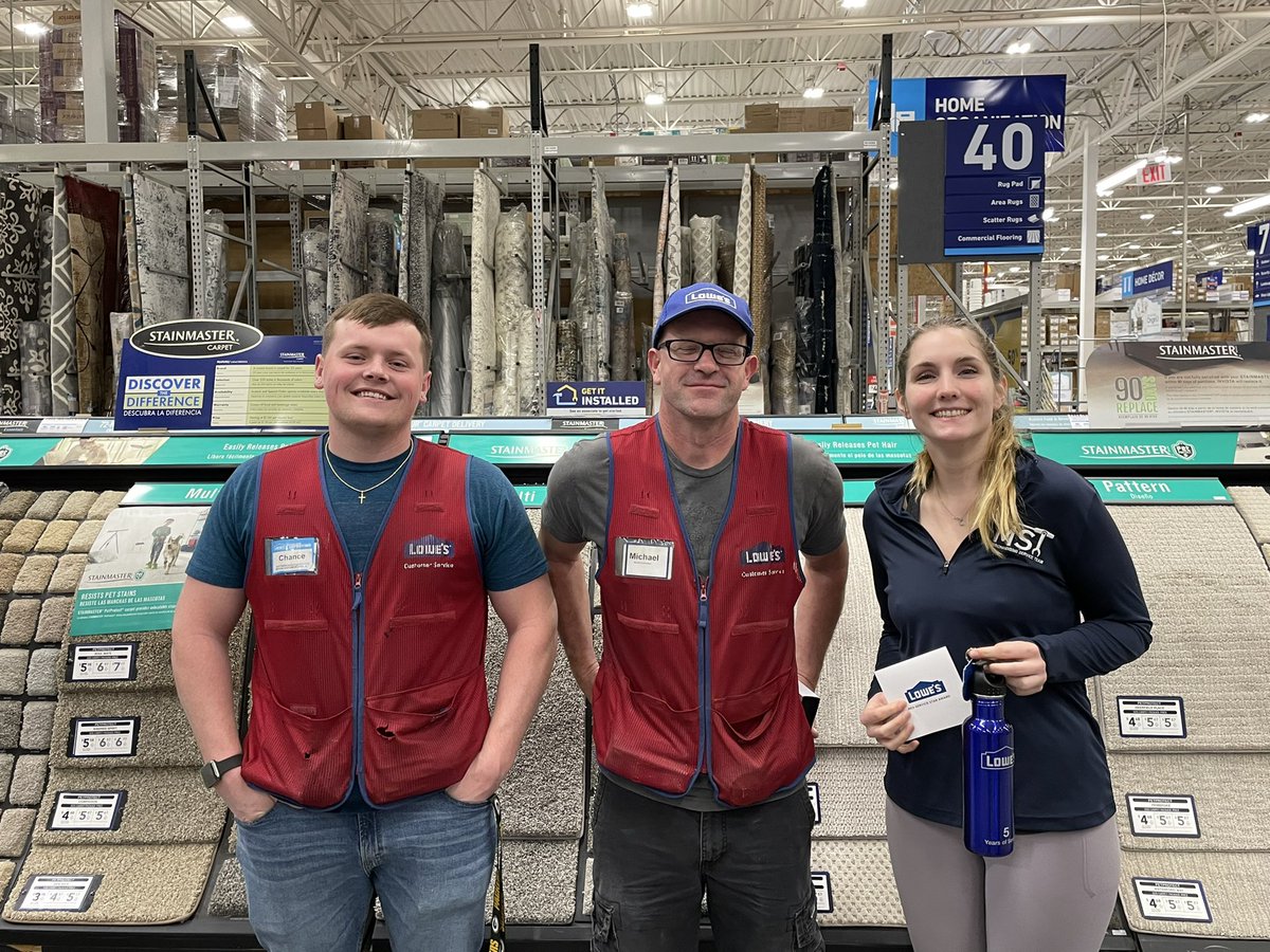 Chance, Michael, and Laura are all celebrating 5 years with Lowe’s!  Thank you for being part of team 2458! <a href="/BenitoKomadina/">Benito.Komadina@Lowes</a> <a href="/BlueBoxR1/">@BlueBoxR1</a> <a href="/steveyoung456/">Steve Young</a> <a href="/Lillianatlowes/">Lillian Johnston</a> <a href="/ethanatlowes/">Ethan Eanes</a> <a href="/brandonatlowes/">Brandonatlowes</a>