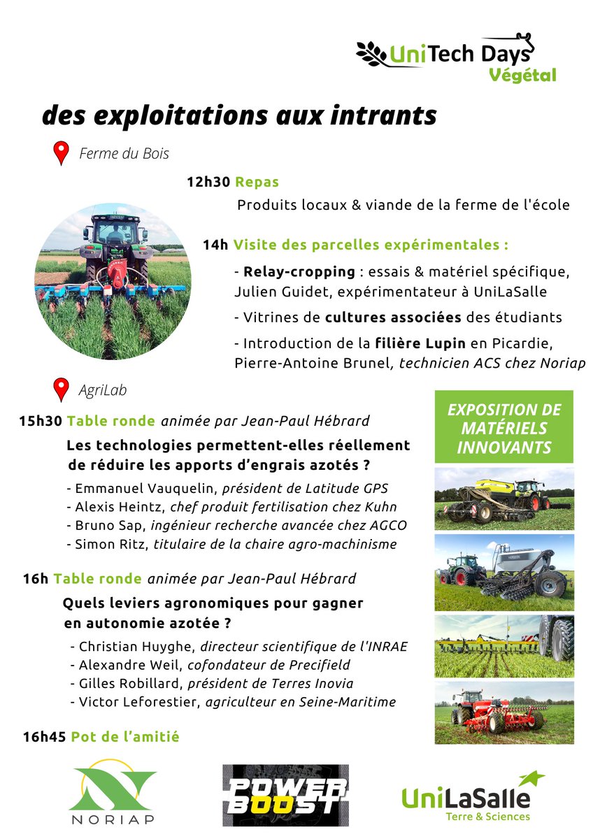 UnitechD's tweet photo. 📆 Le 17 mars prochain se tiendra la journée technique végétale organisée par l’association @UnitechD  à @UniLaSalle à Beauvais 📍

🌾 Le thème : Réduire la dépendance des #exploitations aux #intrants #azote #engrais https://t.co/OQDl18kFaS