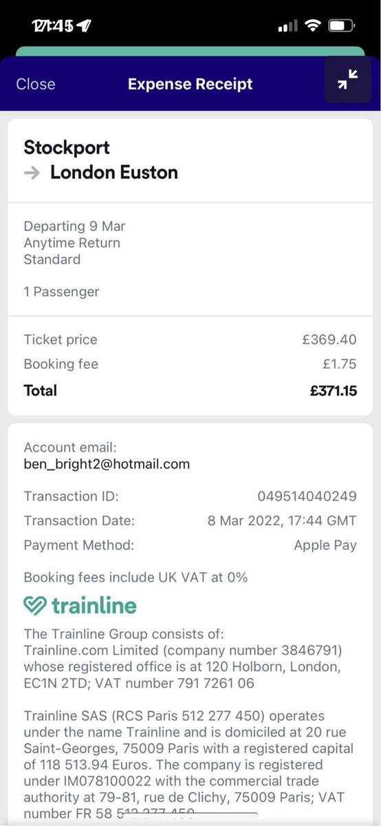 ben_bright2's tweet photo. This still never fails to shock me. £371.15 for a standard return ticket. By way of comparison, I could fly to Nice tomorrow for £194 return. But Clerkenwell it is. https://t.co/I5YM6R2DCM