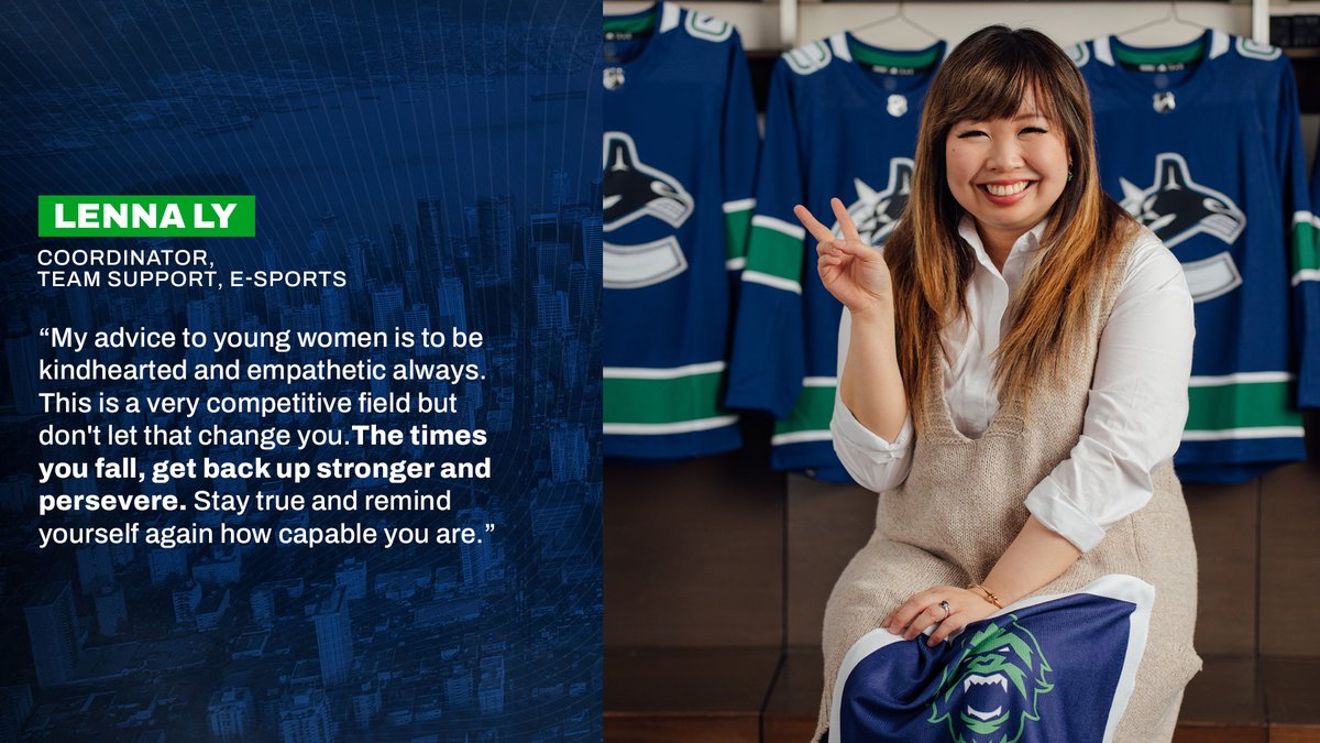 Canucks's tweet photo. From game entertainment to marketing to e-sports and tech, we have women in many different positions throughout our organization who are vital to their departments' daily operations. https://t.co/zrgcqWDcA0