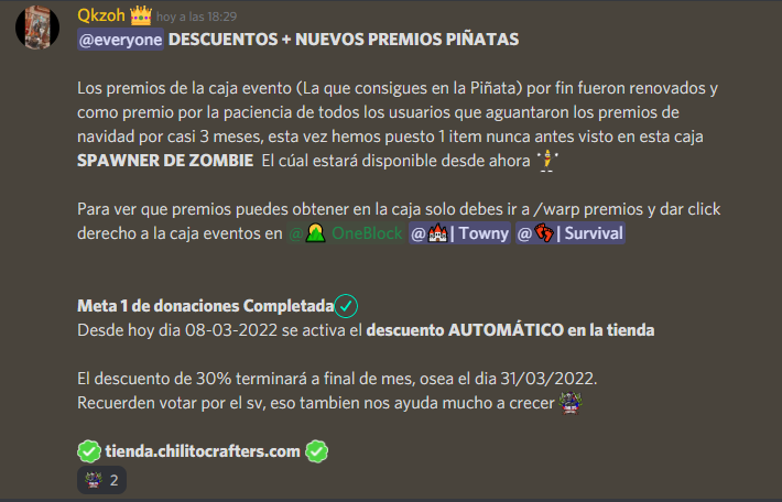 Noticias del día de hoy. Nuevos premios en la caja de eventos y descuento de 30% en toda nuestra tienda !