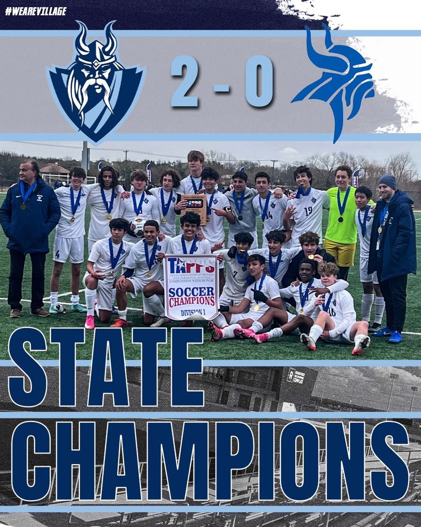 Villageteams's tweet photo. Our boys soccer team are State Champs!

#VikingsFC
#weareVILLAGE https://t.co/svp8NYeR1o