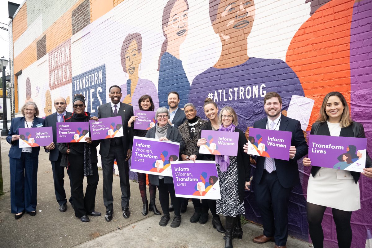 CityofAtlanta's tweet photo. To celebrate #InternationalWomensDay, Mayor @Andreforatlanta joined the @CarterCenter and @ATLIntlAffairs for the unveiling of the #InformWomen Transform Lives Mural designed by Atlanta-based artist, Sarah Neuburger. #Info4Women https://t.co/FVXsbsDy6Q