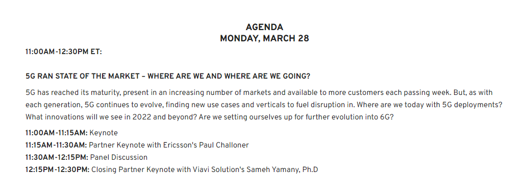 5GAmericas's tweet photo. Join Chris Pearson for the panel discussion on #5G RAN State of the Market – Where are we and where are we going? March 28, Monday at 11:00AM-12:30PM ET. Register now for @FierceWireless' #5G Blitz Week #freevirtualevent
https://t.co/cRbqulXaBY https://t.co/3n4a5s9o7z