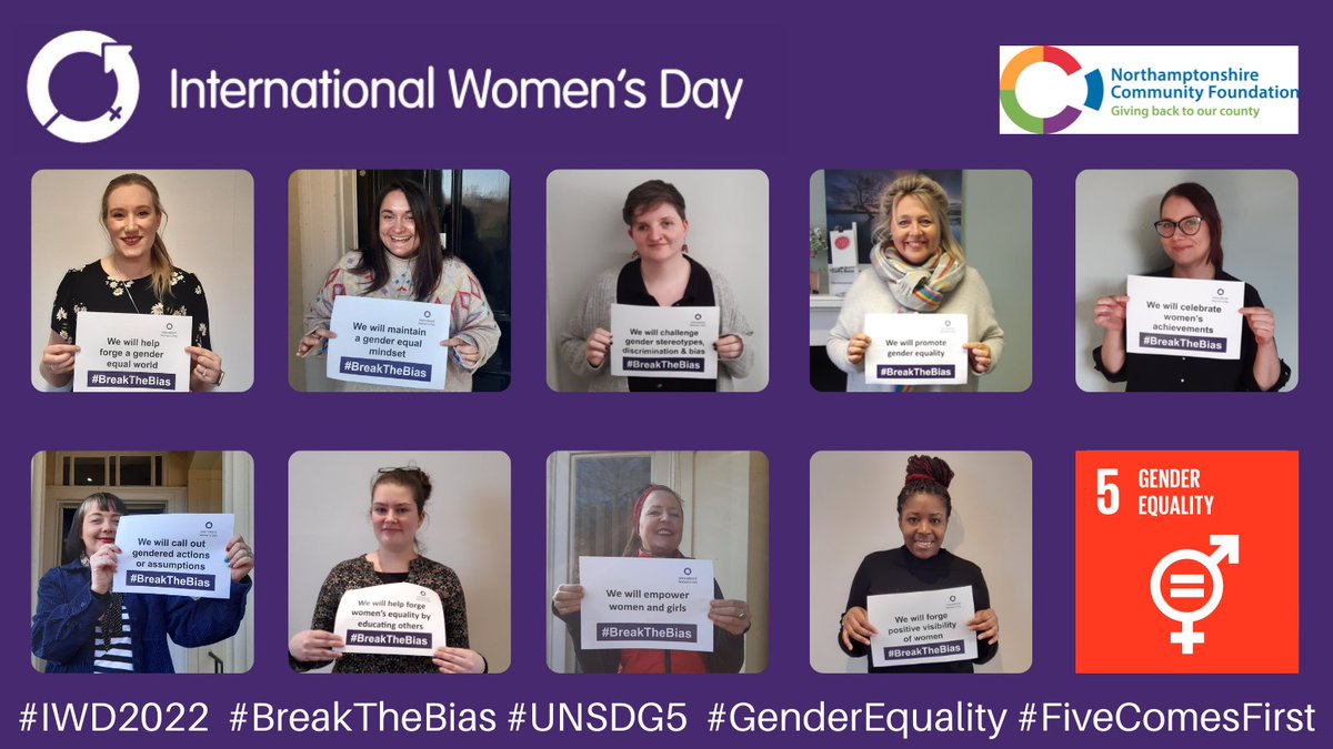 NorthantsCF's tweet photo. A shout-out to our team at Northamptonshire Community Foundation this International Women's Day. Thank you for all the amazing work you do day in and day out, you are inspirational.
#IWD2022 #breakthebias #unsdg5 #genderequality #FiveComesFirst https://t.co/dJzgJgfmdT