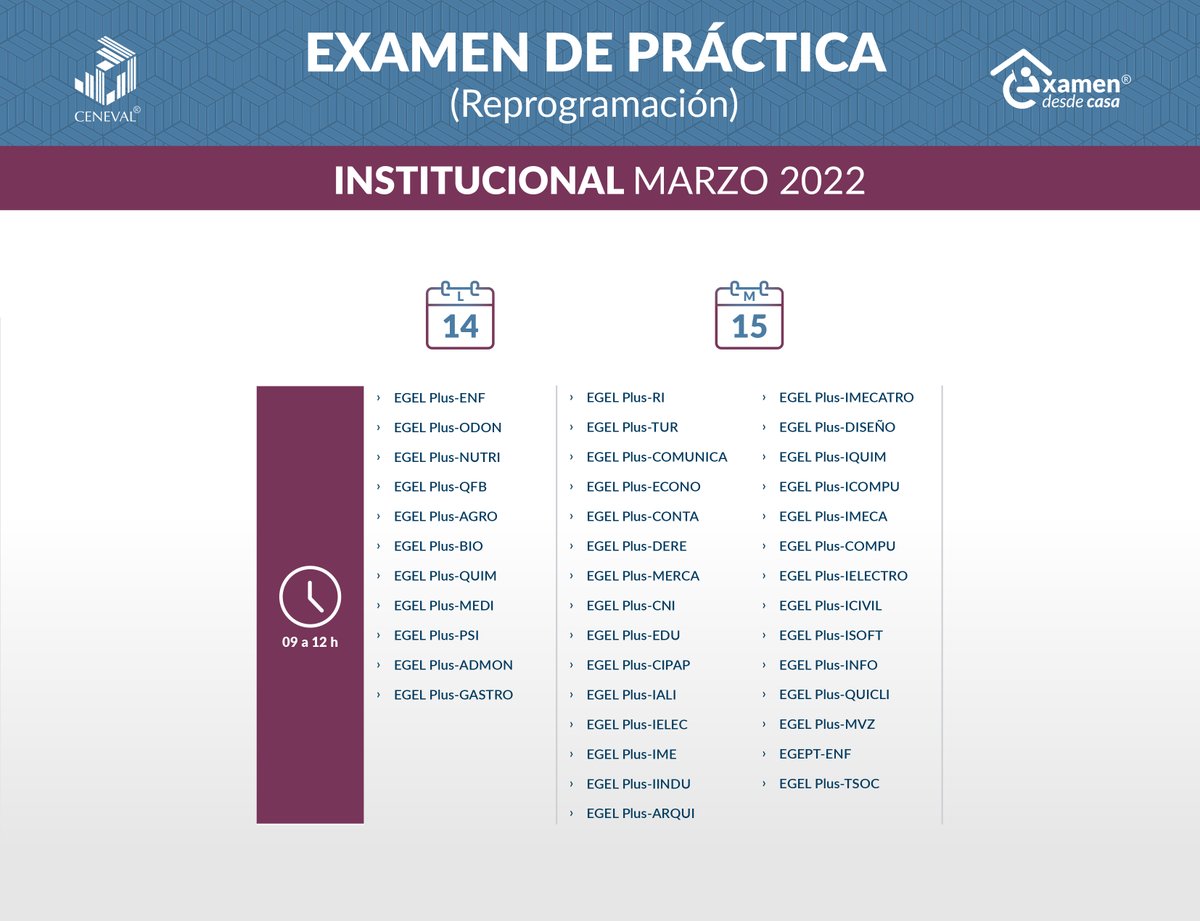 DES_BUAP's tweet photo. ⚠️Sustentantes de los EGEL - PLUS Marzo 2022⚠️
Consulta tu correo electrónico entre el miércoles 9 y el jueves 10 de marzo donde recibirás la invitación para participar en la reprogramación de exámenes de práctica.
Soporte Técnico:  https://t.co/gtRm297oDd https://t.co/BuHxGzOS9r