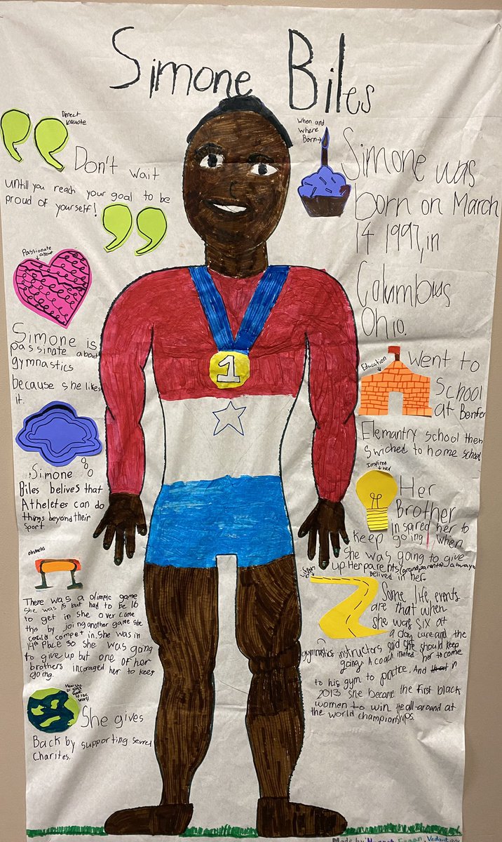 mahrinmaredia's tweet photo. @Simone_Biles my third graders look up to you! https://t.co/rLDhttDBYJ
