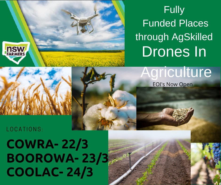 Cmactrina's tweet photo. Don't miss great opportunity to learn how to maximise this technology on-farm.  If you grow a crop, orchard or vineyard you may be eligible for a fully funded place.  Info and contacts at https://t.co/5T7ODcYARt
@nswfarmers @TocalCollege @Pulse_Australia @theGRDC @wine_australia https://t.co/fJv6RI15I9